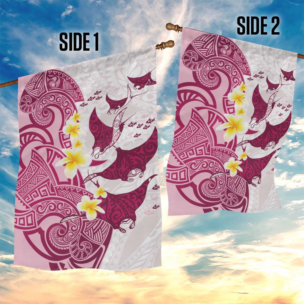 Maori Manta Ray Plumeria Royal Pink Garden Flag LT01 - Polynesian Pride