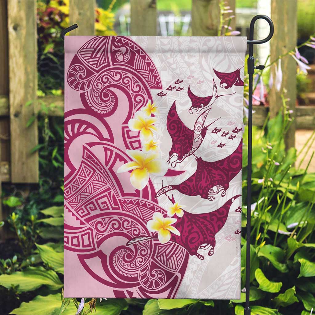 Maori Manta Ray Plumeria Royal Pink Garden Flag LT01 Garden Flag Pink - Polynesian Pride
