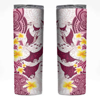 Maori Manta Ray Plumeria Royal Pink Skinny Tumbler LT01 Pink - Polynesian Pride