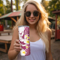 Maori Manta Ray Plumeria Royal Pink Skinny Tumbler LT01 - Polynesian Pride