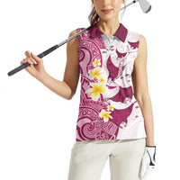 Maori Manta Ray Plumeria Royal Pink Women Sleeveless Polo Shirt LT01 - Polynesian Pride