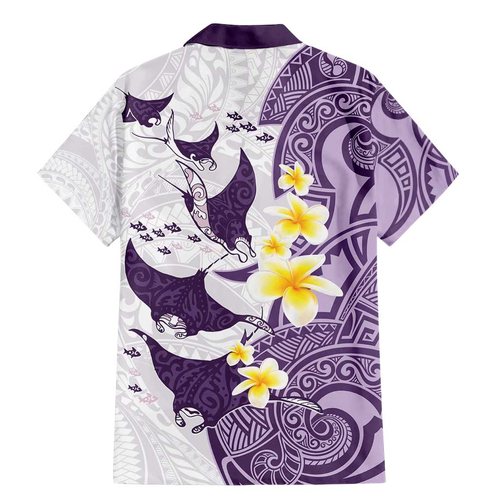 Maori Manta Ray Plumeria Deep Purple Family Matching Mermaid Dress and Hawaiian Shirt LT01 - Polynesian Pride