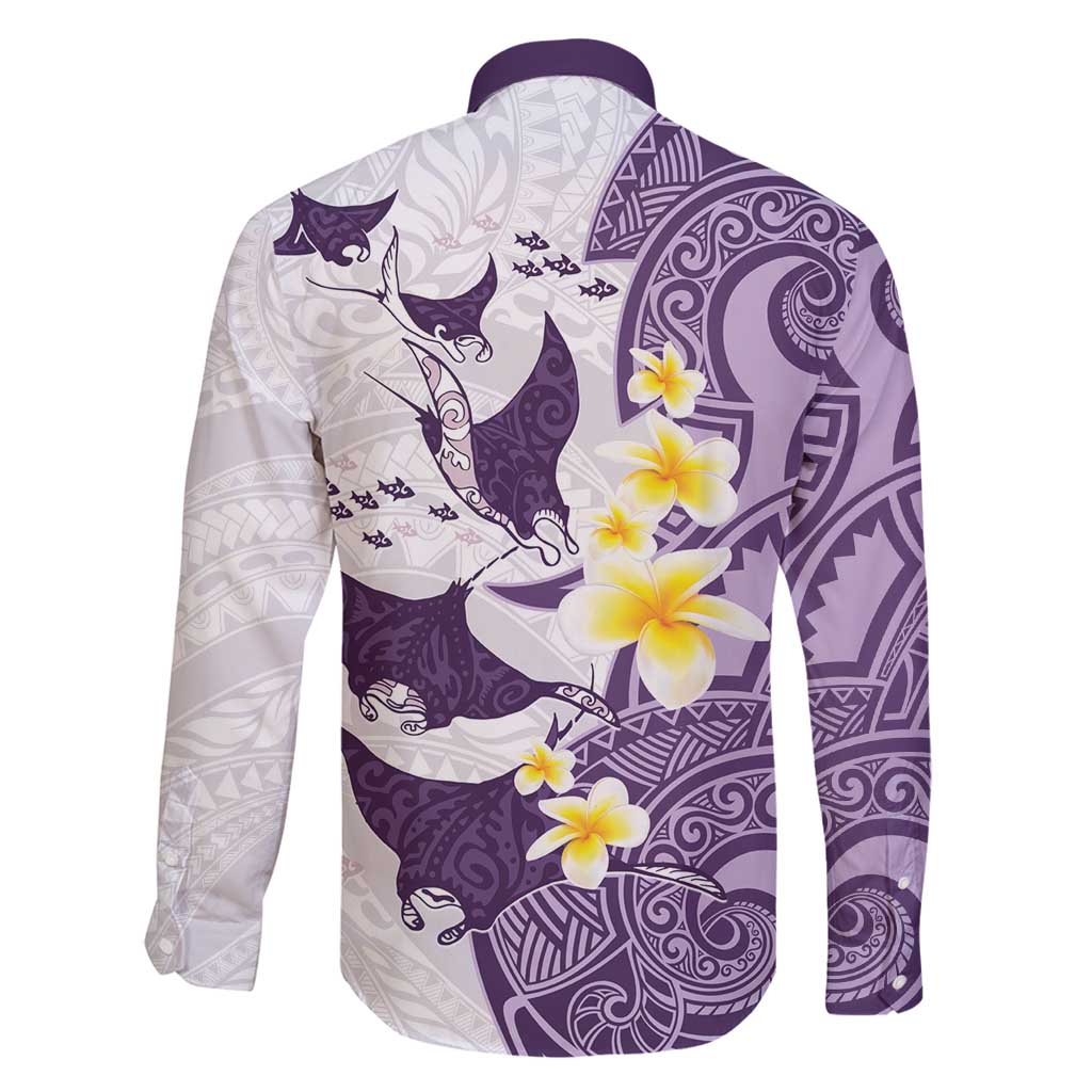 Maori Manta Ray Plumeria Deep Purple Family Matching Mermaid Dress and Hawaiian Shirt LT01 - Polynesian Pride
