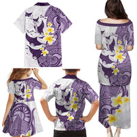 Maori Manta Ray Plumeria Deep Purple Family Matching Puletasi and Hawaiian Shirt LT01 - Polynesian Pride