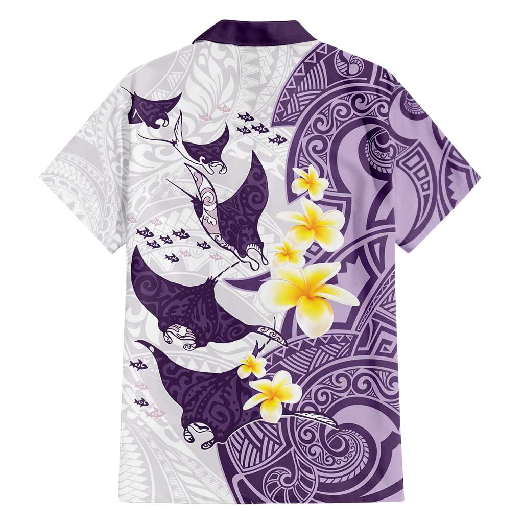 Maori Manta Ray Plumeria Deep Purple Family Matching Puletasi and Hawaiian Shirt LT01 - Polynesian Pride