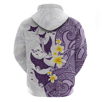 Maori Manta Ray Plumeria Deep Purple Hoodie LT01 - Polynesian Pride