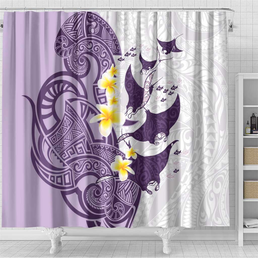 Maori Manta Ray Plumeria Deep Purple Shower Curtain