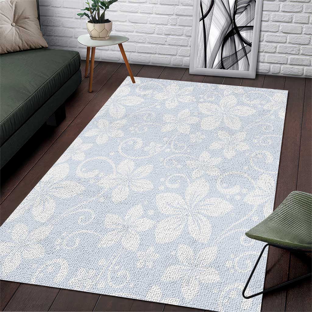 Plumeria Floral White Sunday Area Rug LT01 White - Polynesian Pride