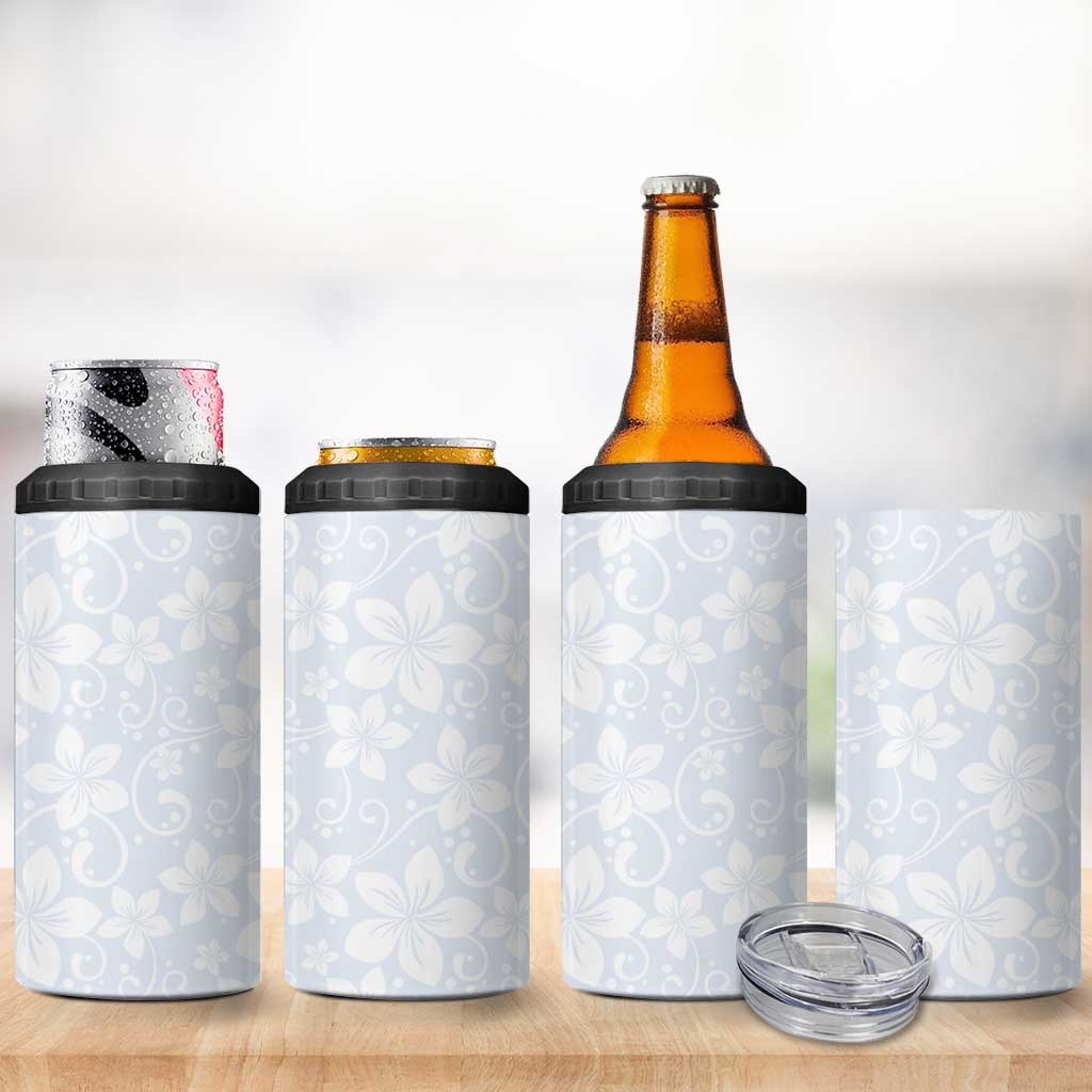 Plumeria Floral White Sunday 4 in 1 Can Cooler Tumbler