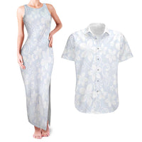 Plumeria Floral White Sunday Couples Matching Tank Maxi Dress and Hawaiian Shirt LT01 White - Polynesian Pride