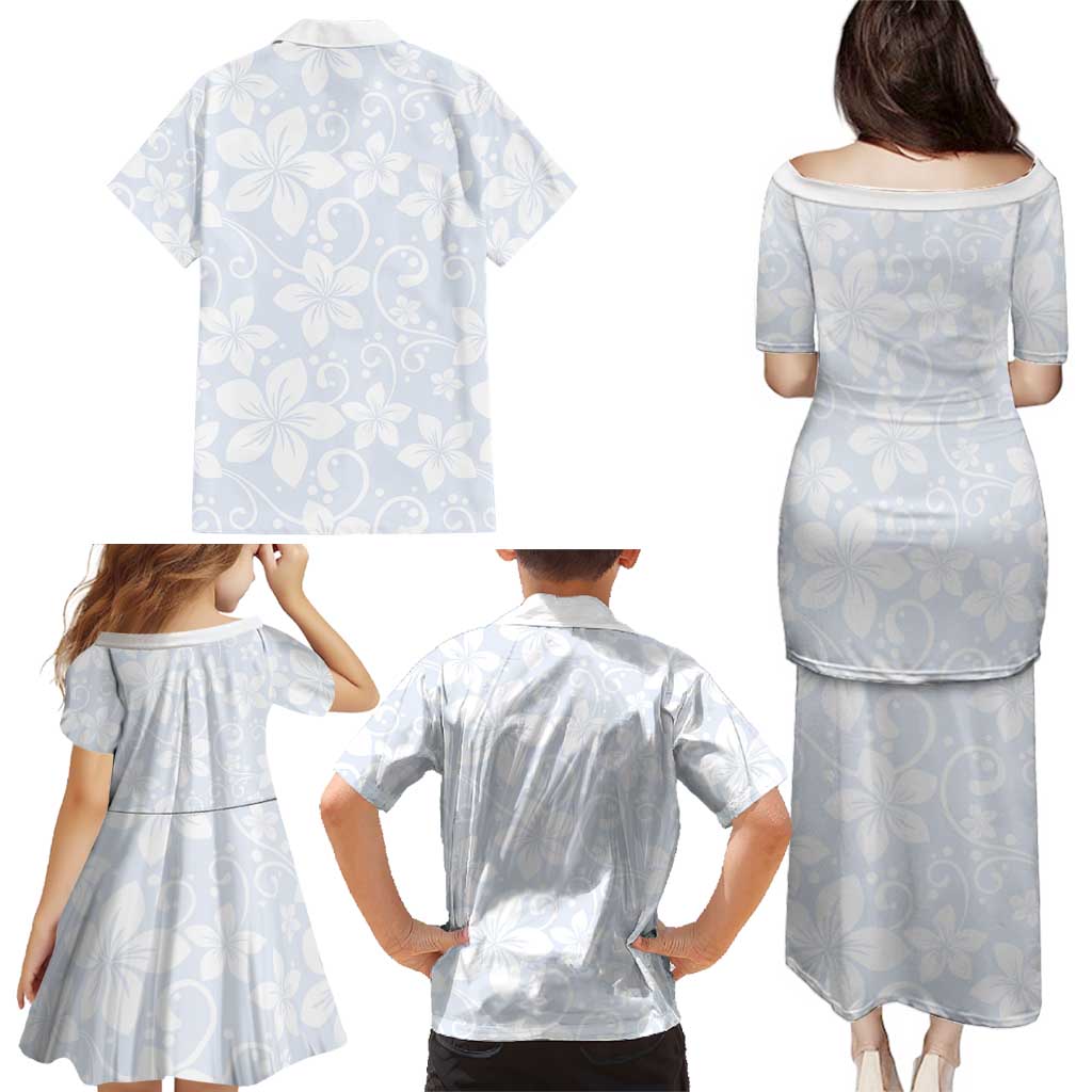 Plumeria Floral White Sunday Family Matching Puletasi and Hawaiian Shirt LT01 - Polynesian Pride