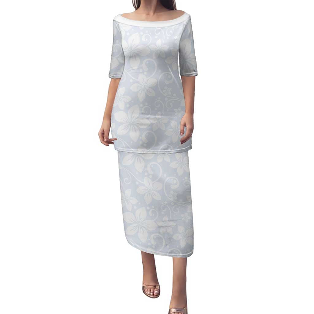 Plumeria Floral White Sunday Family Matching Puletasi and Hawaiian Shirt LT01 Mom's Dress White - Polynesian Pride