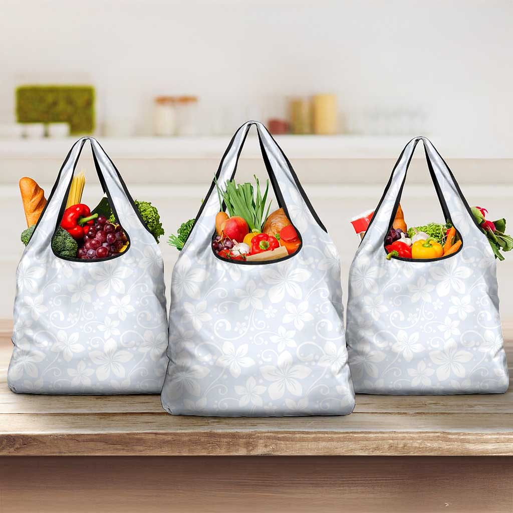 Plumeria Floral White Sunday Grocery Bag