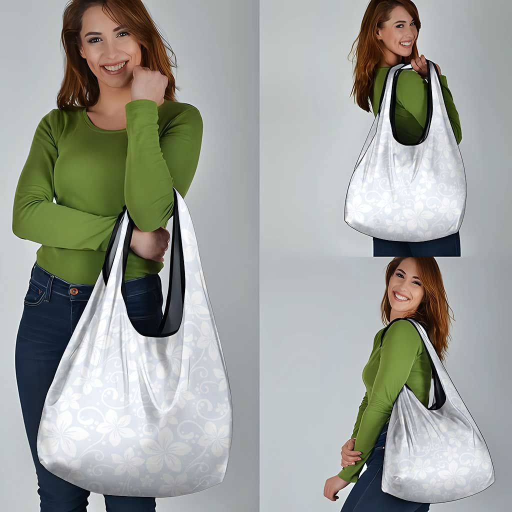 Plumeria Floral White Sunday Grocery Bag