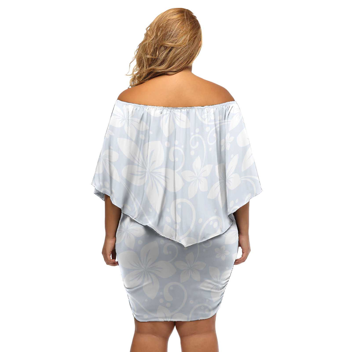 Plumeria Floral White Sunday Off Shoulder Short Dress LT01 - Polynesian Pride