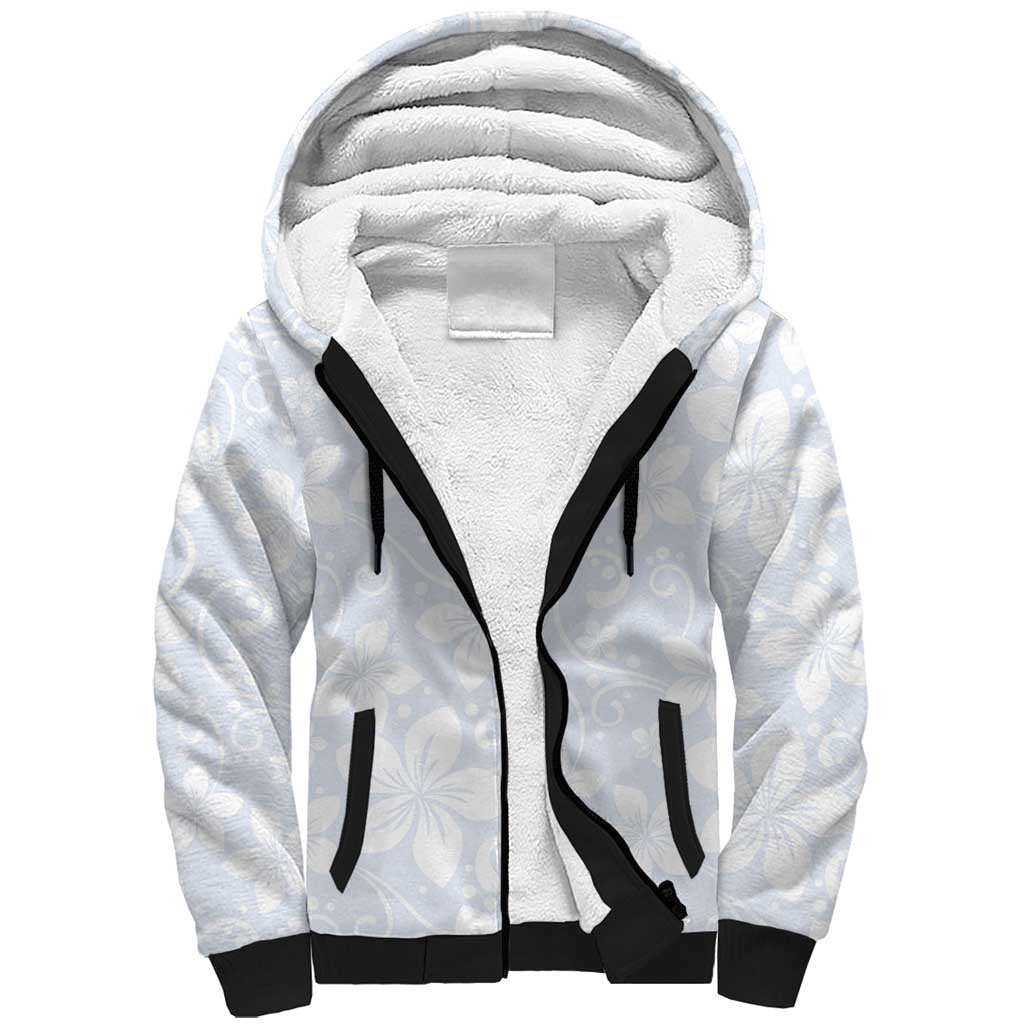 Plumeria Floral White Sunday Sherpa Hoodie