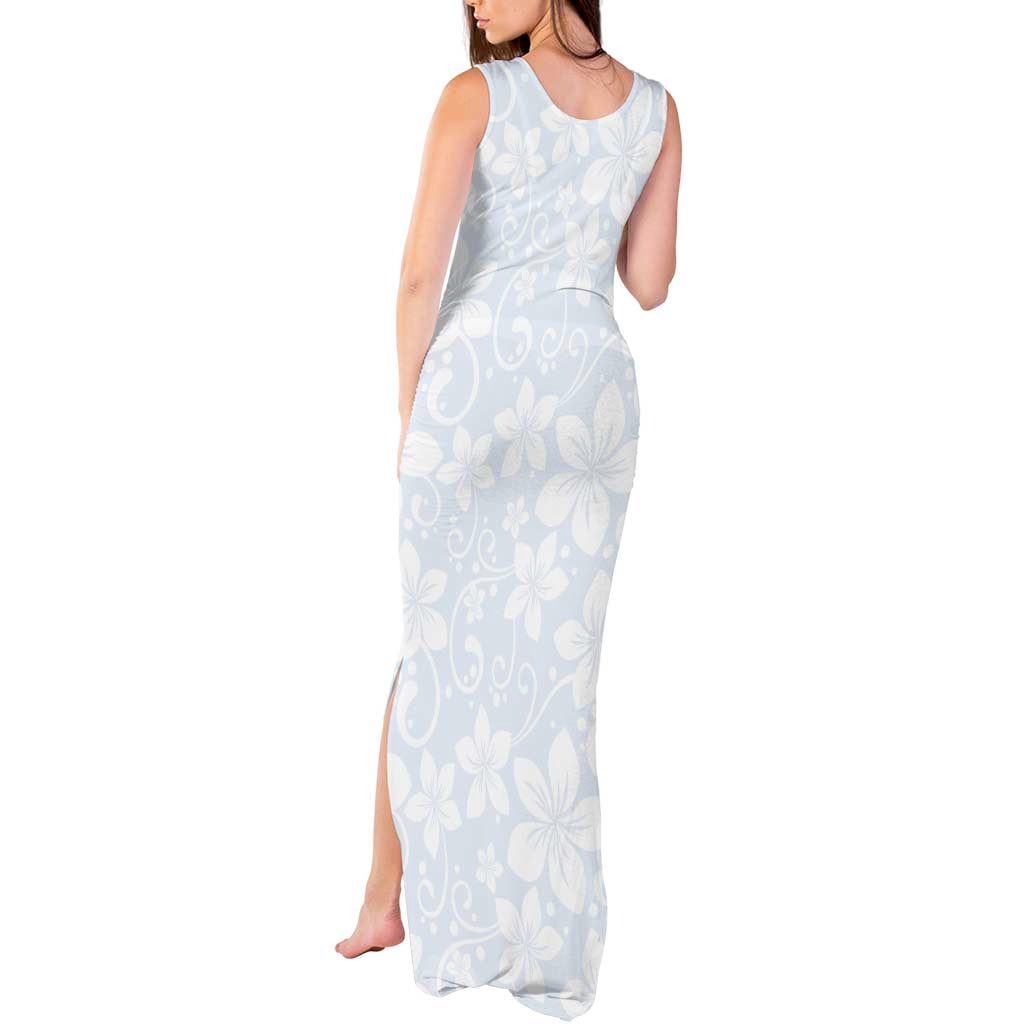 Plumeria Floral White Sunday Tank Maxi Dress