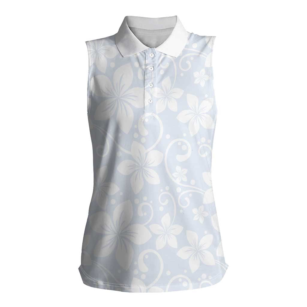 Plumeria Floral White Sunday Women Sleeveless Polo Shirt LT01 Female White - Polynesian Pride