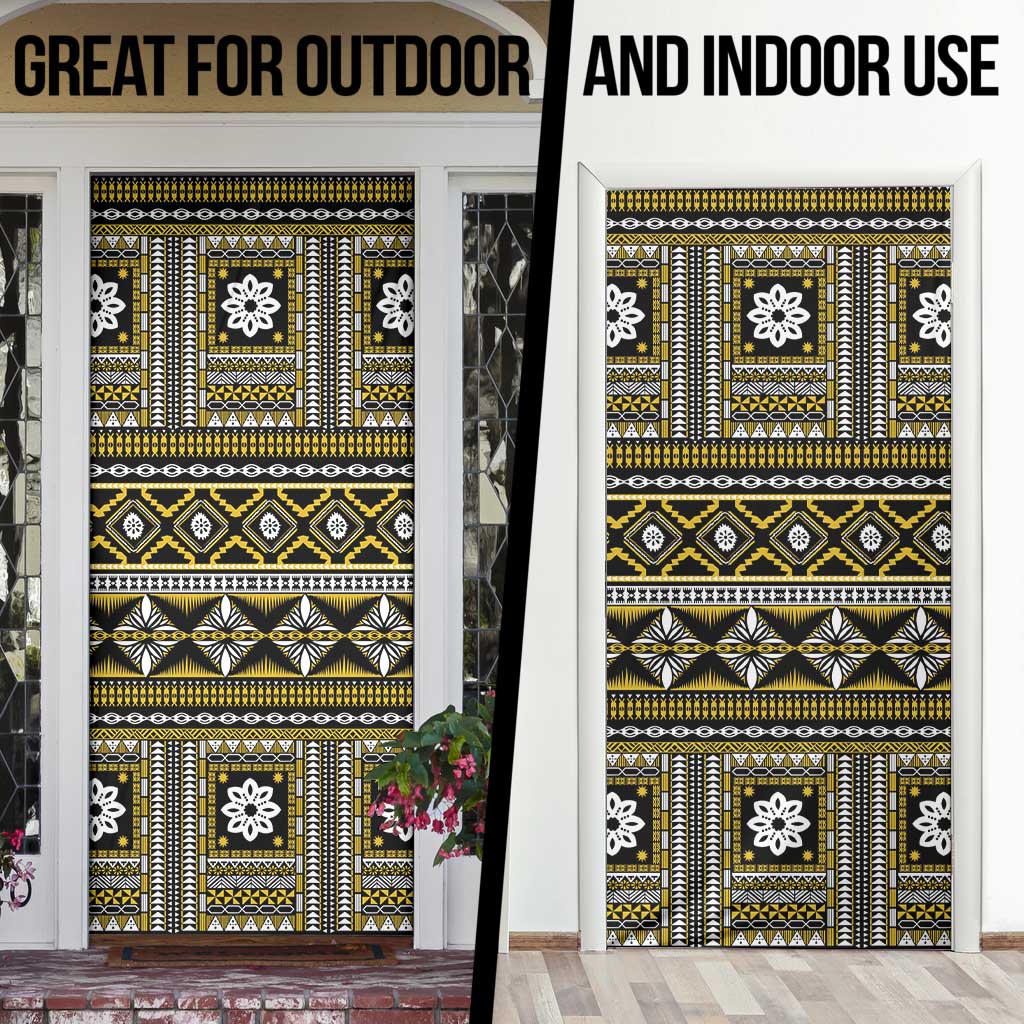 Fiji Masi Tapa Pattern Yellow Door Cover - Polynesian Pride