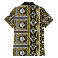 Fiji Masi Tapa Pattern Yellow Family Matching Long Sleeve Bodycon Dress and Hawaiian Shirt LT01 - Polynesian Pride