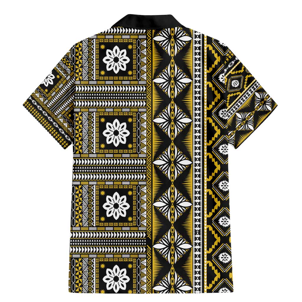 Fiji Masi Tapa Pattern Yellow Family Matching Mermaid Dress and Hawaiian Shirt LT01 - Polynesian Pride