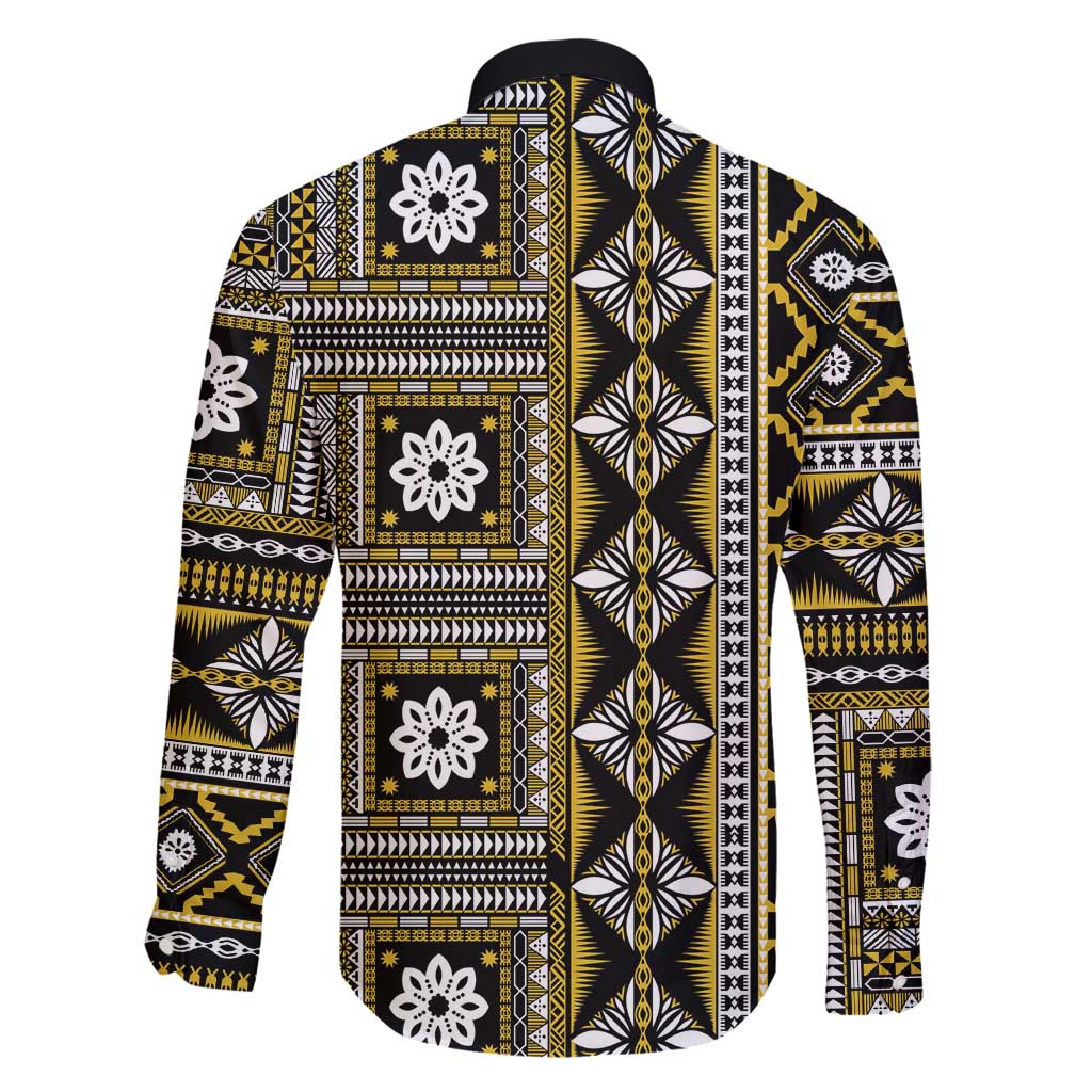 Fiji Masi Tapa Pattern Yellow Family Matching Off Shoulder Short Dress and Hawaiian Shirt LT01 - Polynesian Pride