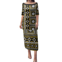 Fiji Masi Tapa Pattern Yellow Family Matching Puletasi and Hawaiian Shirt - Polynesian Pride