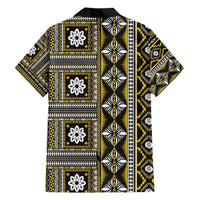 Fiji Masi Tapa Pattern Yellow Family Matching Short Sleeve Bodycon Dress and Hawaiian Shirt LT01 - Polynesian Pride
