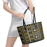 Fiji Masi Tapa Pattern Yellow Leather Tote Bag - Polynesian Pride