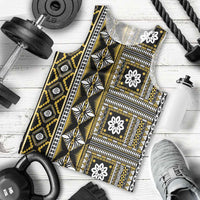 Fiji Masi Tapa Pattern Yellow Men Tank Top - Polynesian Pride