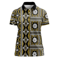 Fiji Masi Tapa Pattern Yellow Women Polo Shirt - Polynesian Pride
