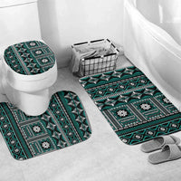 Fiji Masi Tapa Pattern Teal Bathroom Set - Polynesian Pride