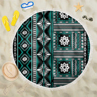 Fiji Masi Tapa Pattern Teal Beach Blanket - Polynesian Pride