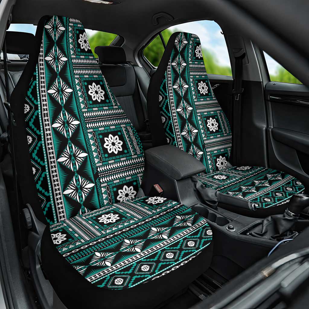 Fiji Masi Tapa Pattern Teal Car Seat Cover - Polynesian Pride