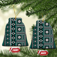 Fiji Masi Tapa Pattern Teal Ceramic Ornament - Polynesian Pride