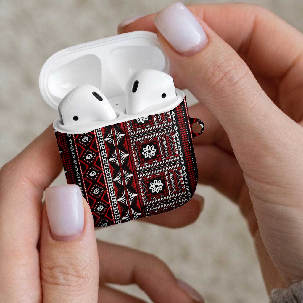 Fiji Masi Tapa Pattern Red AirPods Case - Polynesian Pride