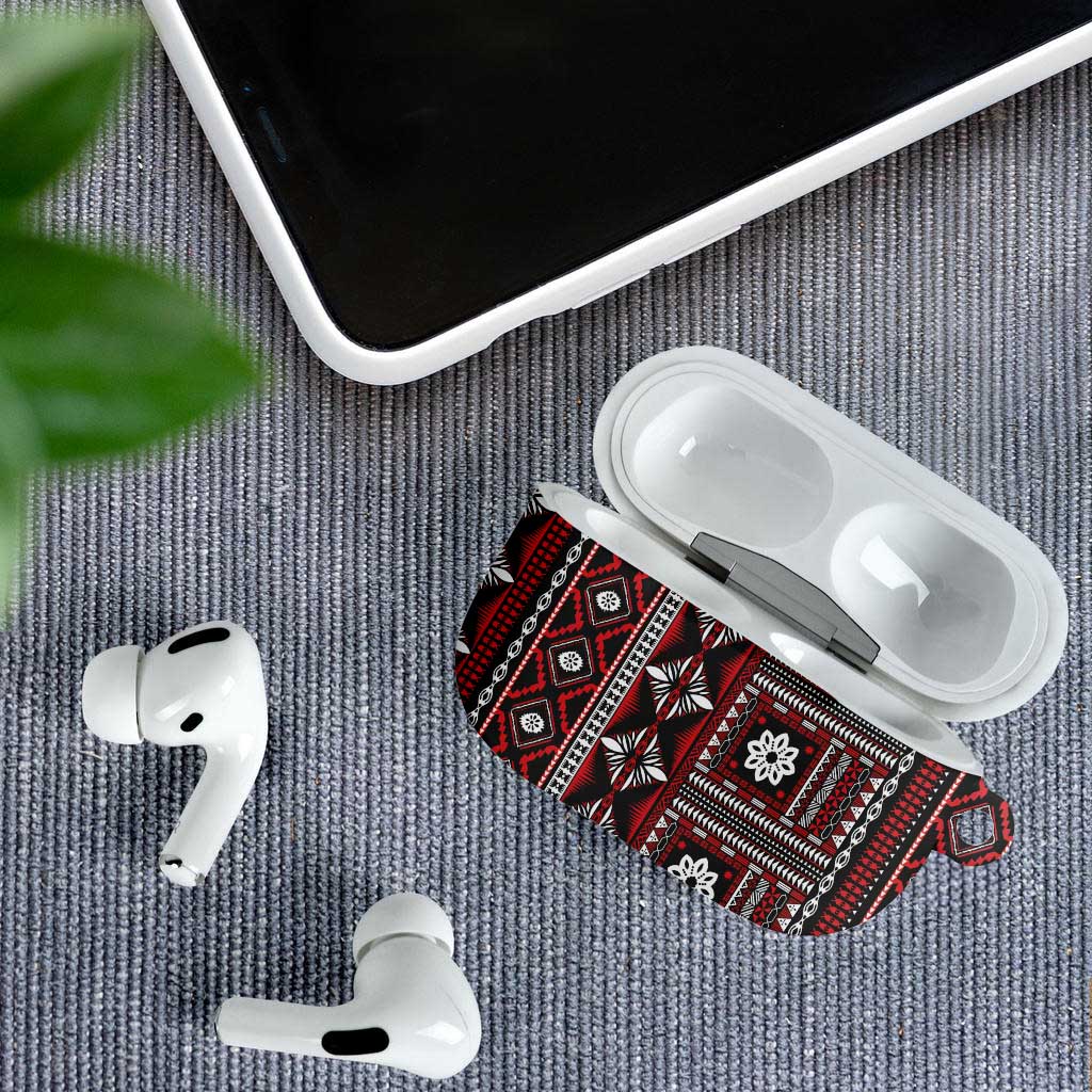 Fiji Masi Tapa Pattern Red AirPods Case - Polynesian Pride