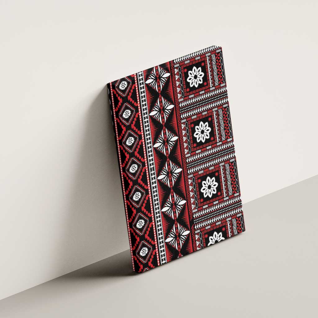 Fiji Masi Tapa Pattern Red Canvas Wall Art - Polynesian Pride