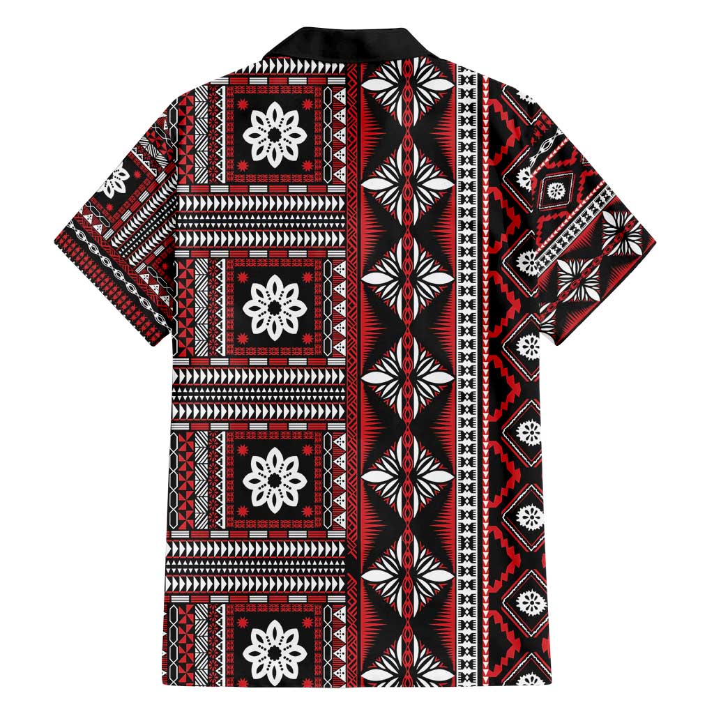 Fiji Masi Tapa Pattern Red Family Matching Long Sleeve Bodycon Dress and Hawaiian Shirt LT01 - Polynesian Pride