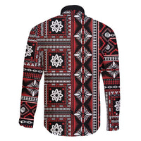 Fiji Masi Tapa Pattern Red Family Matching Long Sleeve Bodycon Dress and Hawaiian Shirt LT01 - Polynesian Pride