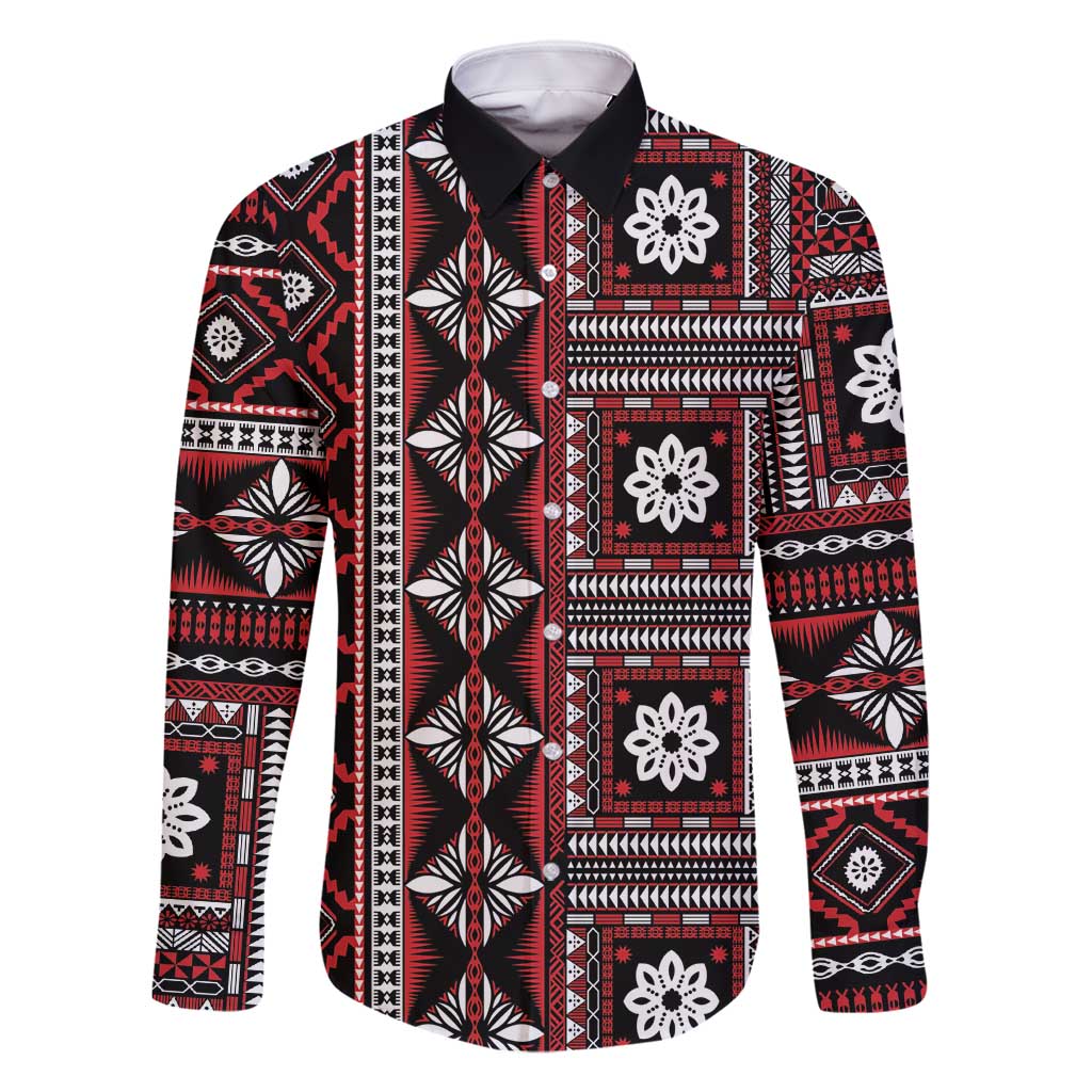 Fiji Masi Tapa Pattern Red Family Matching Mermaid Dress and Hawaiian Shirt - Polynesian Pride