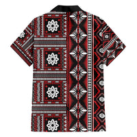Fiji Masi Tapa Pattern Red Family Matching Short Sleeve Bodycon Dress and Hawaiian Shirt LT01 - Polynesian Pride