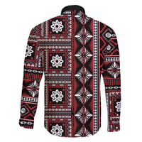 Fiji Masi Tapa Pattern Red Family Matching Short Sleeve Bodycon Dress and Hawaiian Shirt LT01 - Polynesian Pride