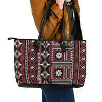 Fiji Masi Tapa Pattern Red Leather Tote Bag - Polynesian Pride