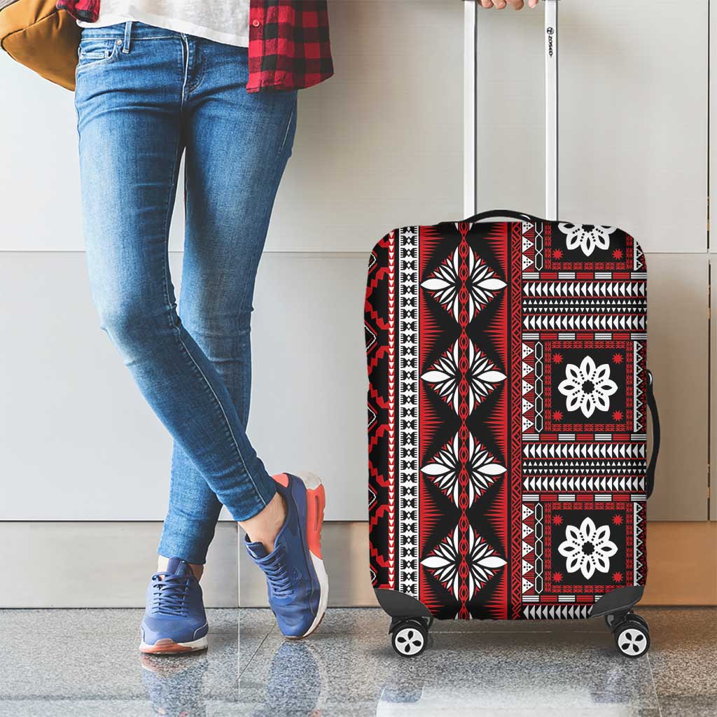 Fiji Masi Tapa Pattern Red Luggage Cover - Polynesian Pride