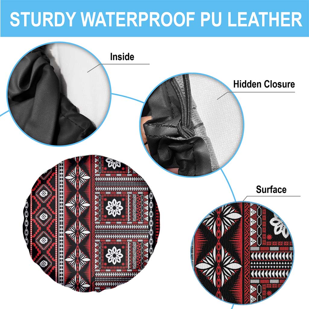 Fiji Masi Tapa Pattern Red Spare Tire Cover - Polynesian Pride