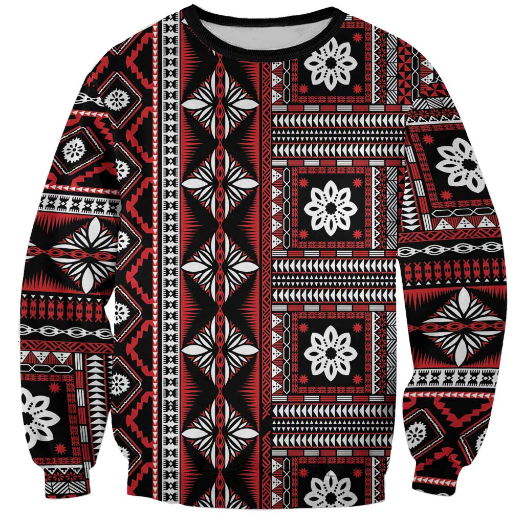 Fiji Masi Tapa Pattern Red Sweatshirt LT01 Unisex Red - Polynesian Pride