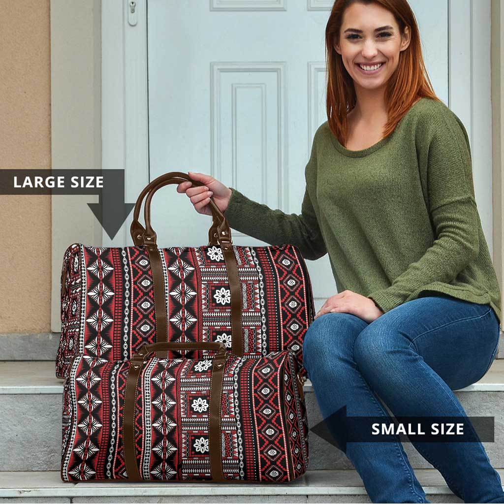 Fiji Masi Tapa Pattern Red Travel Bag - Polynesian Pride