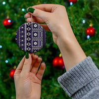 Fiji Masi Tapa Pattern Purple Ceramic Ornament - Polynesian Pride