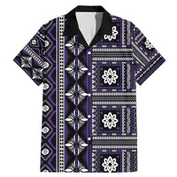 Fiji Masi Tapa Pattern Purple Family Matching Mermaid Dress and Hawaiian Shirt LT01 Dad's Shirt - Short Sleeve Purple - Polynesian Pride